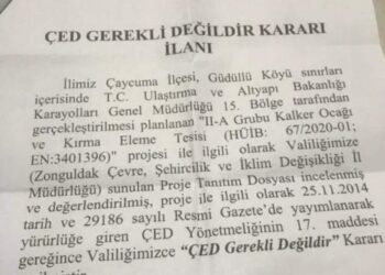 ÇED TOPLANTISINA GEREK DUYULMADAN TAŞ OCAĞINA İZİN